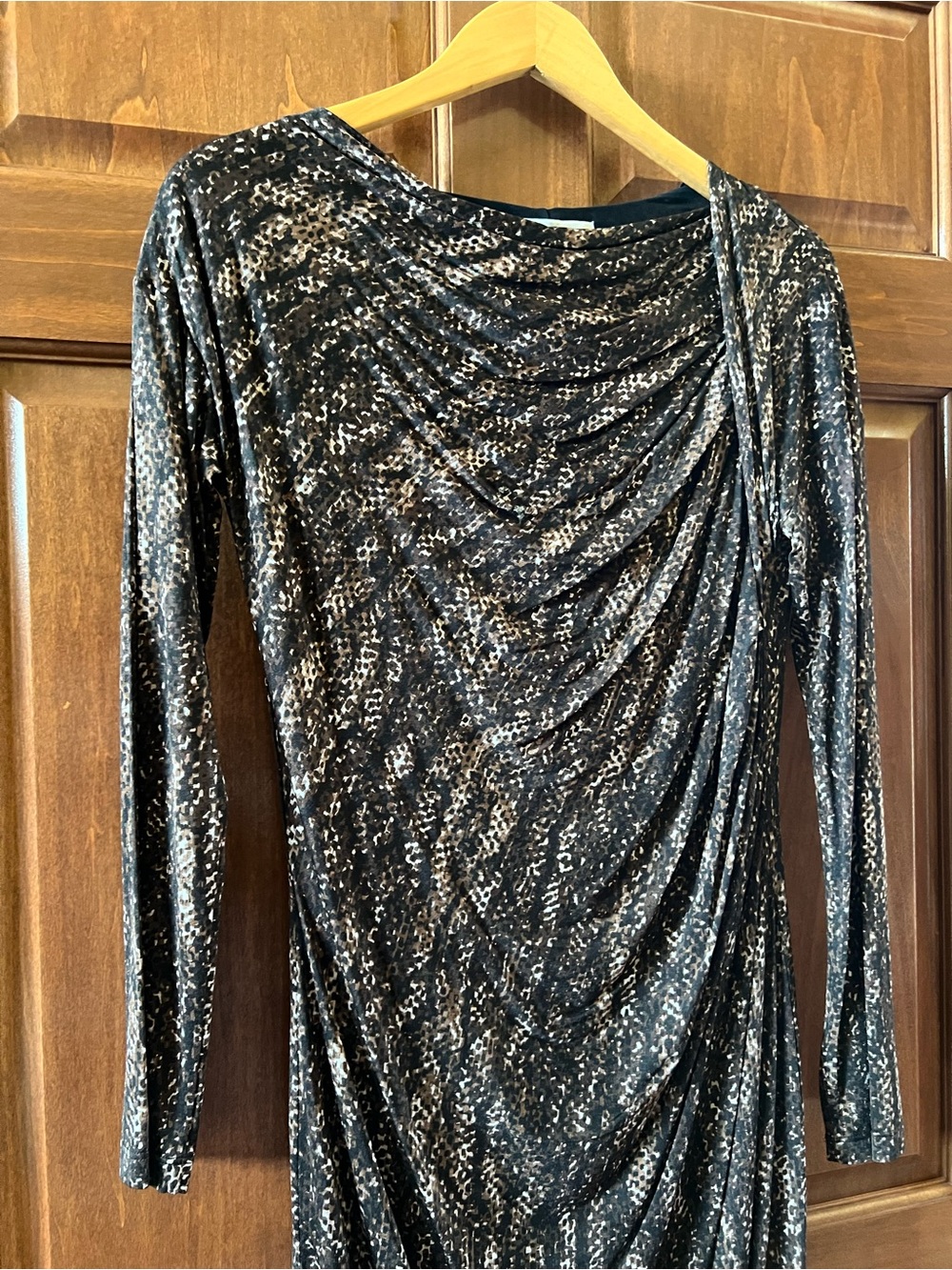 MaxMara Dress Snakeskin Tessuto Italian Jersey Brown Tan Size 14 (44) - Picture 3 of 17